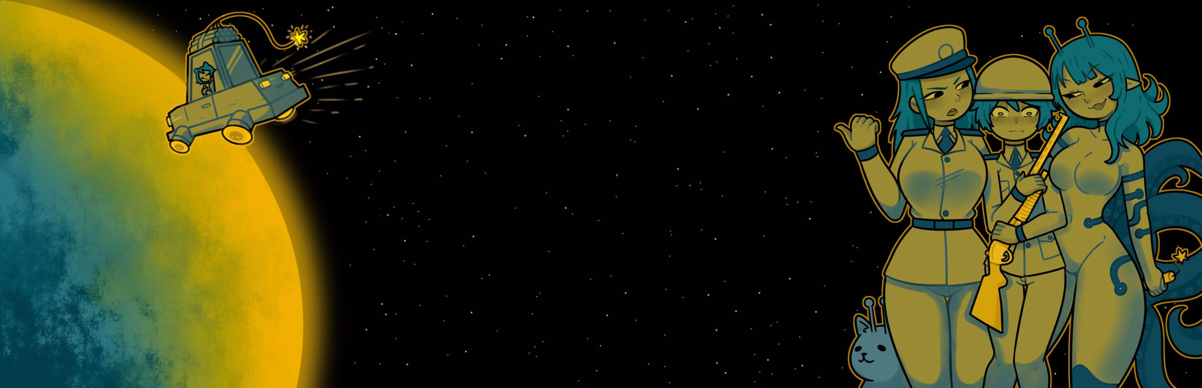 XenoFeels wiki hero artwork with space customs checkpoint